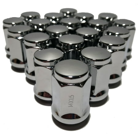 - 20 Chrome Bulge Acorn Closed End 14x1.5 Cone Seat Lug Nuts GMC Chevy 1.38