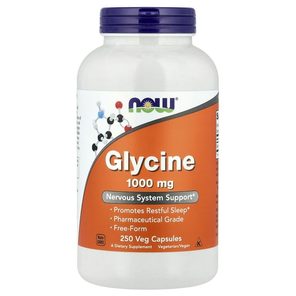 NOW Foods Glycine, 1,000 mg, 250 Veg Capsules