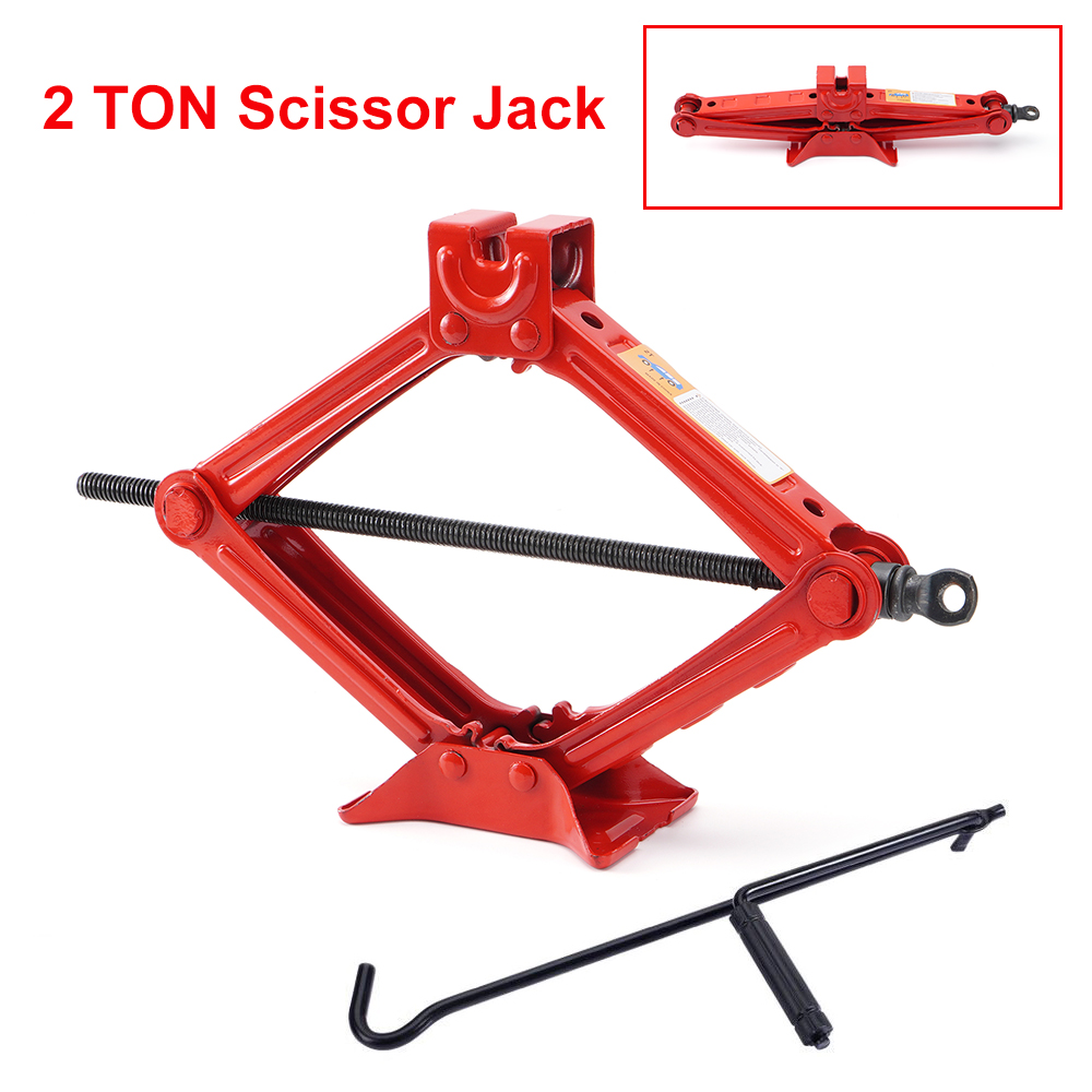 Carbole Heavy Duty Steel Scissor Jack 2 Ton Car Auto Changing Tires Tools, Red