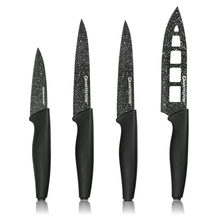 GraniteStone Diamond GraniteStone NutriBlade 6-Piece Stainless Steel Knife  Set - Black, Non-Stick Blades, Dishwasher Safe, Easy-Grip Handles