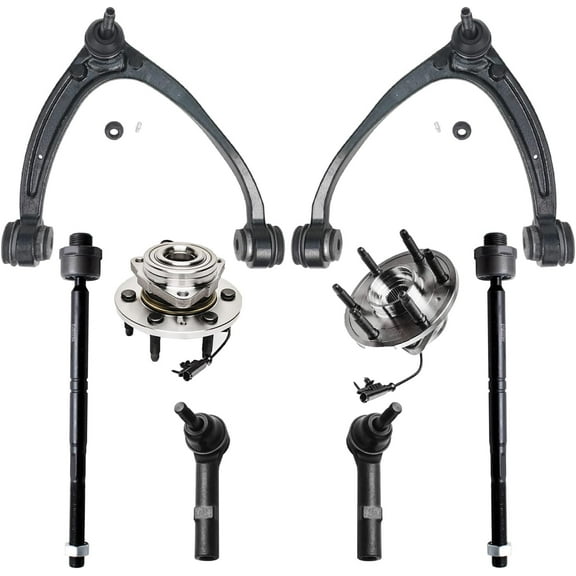 Detroit Axle - 4WD Front Wheel Bearing Hubs Upper Control Arms Ball Joints Inner Outer Tie Rods Replacement for Chevy GMC Silverado Suburban Yukon XL 1500 Tahoe