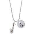 thumbnail image 1 of Delight Jewelry Silvertone Saxophone Silvertone Script Initial Disc - & - Charm Necklace, 20"+3", 1 of 4