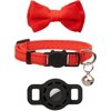 AirTag Cat Collar Bow with Bell Holder Case Kitten Basic Wedding Silicone Safety Breakaway [case & Bow] Red