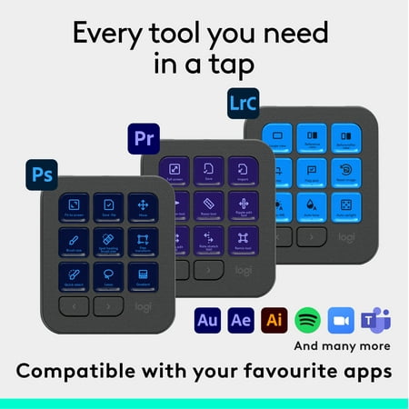 Logitech - MX Creative Console Programmable Keypad with 9 Customizable Keys & Control Dial for Graphic Design, Video Editing, more - Graphite