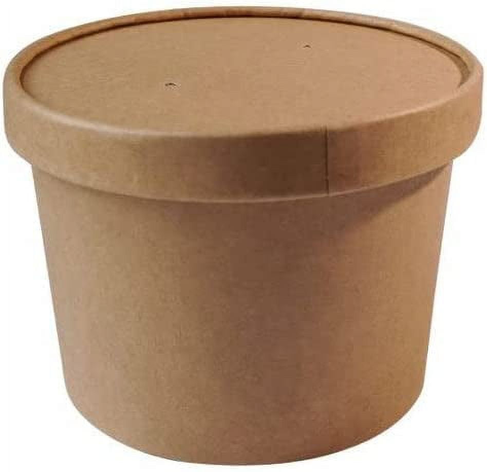 25 Pack] 8 oz Disposable Kraft Paper Soup Containers with Vented