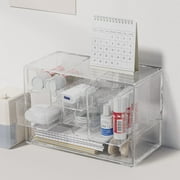 Six Grid Transparent Desktop Drawer Organizer, Clear Hand Account Storage Box, Pull Out Student Desk Stationery Caddy, Multi Compartment Cosmetic Sundry Holder