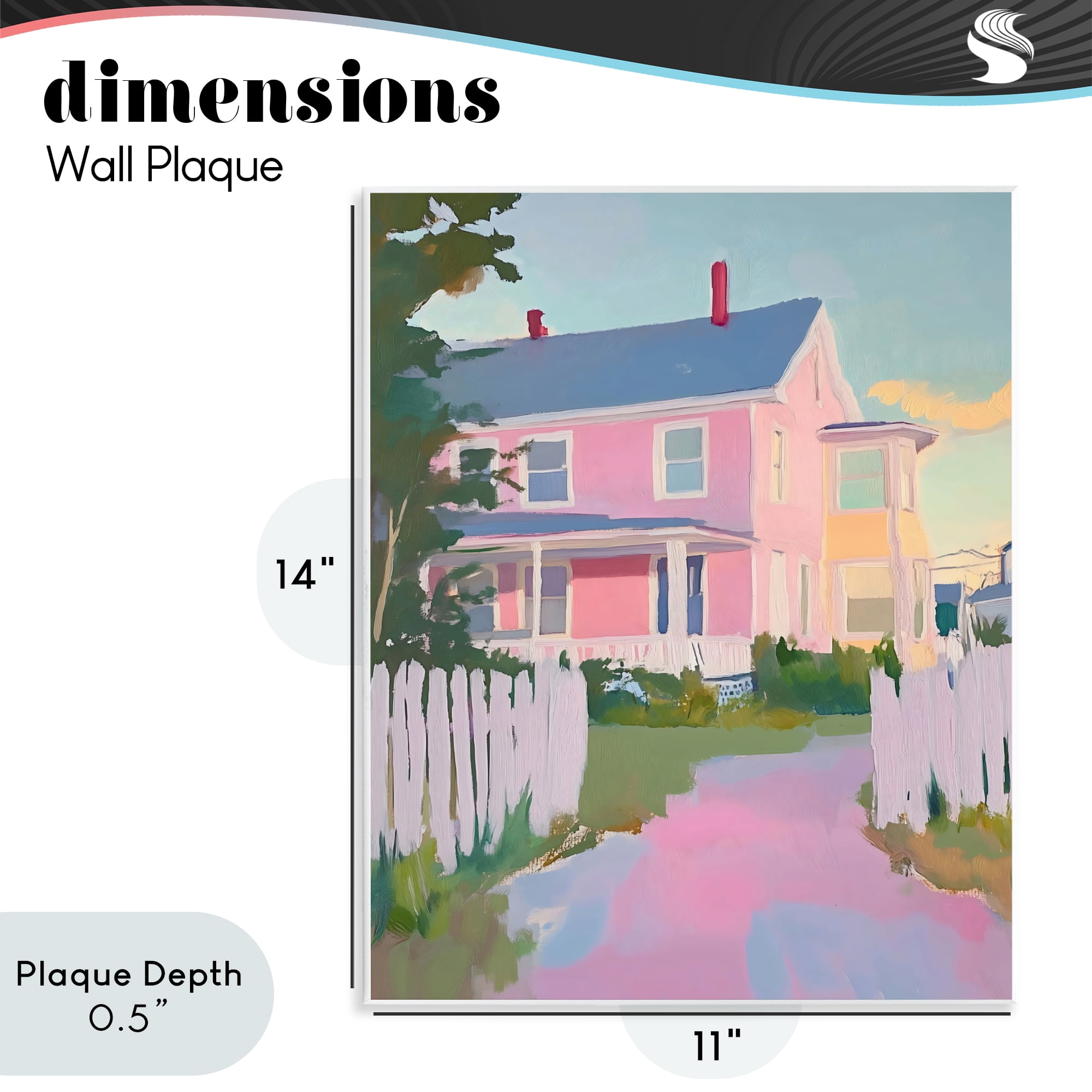 Stupell Industries Pastel Pink House with Fence Wall Plaque Art, design by The Prints Vibe