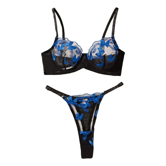 Bjutir Sexy Lingerie For Women In Embroidered Butterfly See Through Lingerie Set