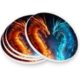 thumbnail image 3 of Two Dragon Fire Coasters Absorbent Moisture Non-Slip Drink Coaster Ceramic Stone with Cork Base Desktop Protection Prevent Furniture Damage 2PCS Home Decor, 3 of 6