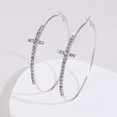 thumbnail image 1 of Joyería Pendiente de cruz dorada con diamantes, sencillo, personalidad exagerada, pendientes circulares, pendientes femeninos, uso versátil, estilo minimalista, 1 of 6