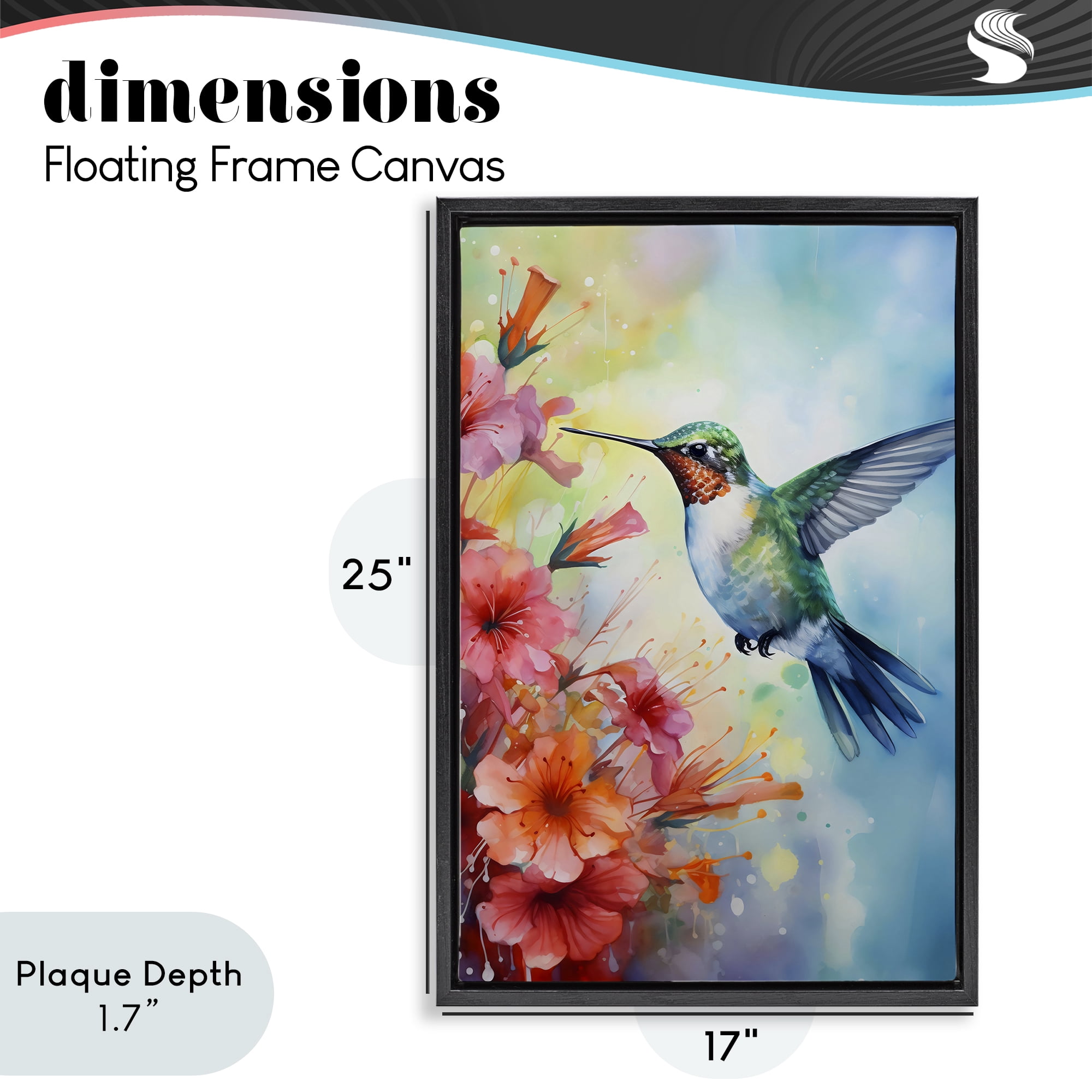 Stupell Industries Hummingbird Hibiscus Serenade Black Framed Floater Canvas Wall Art, design by Creative Studio