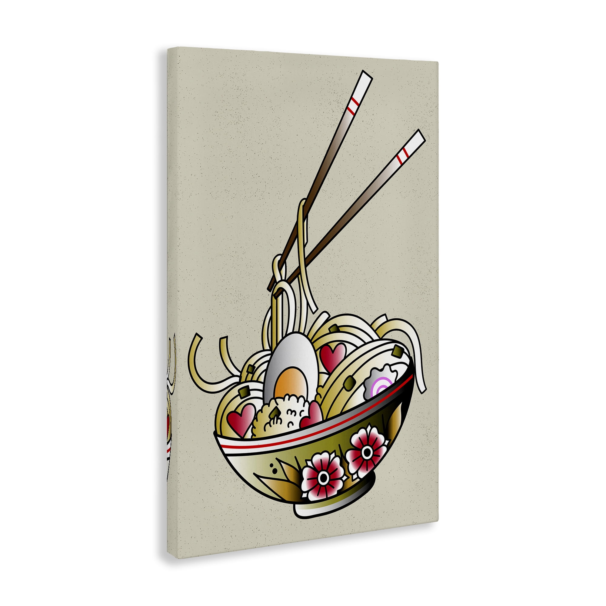 Stupell Industries Tattoo Style Ramen Bowl Food & Beverage Painting Wrapped Canvas Art Print Wall Art, 24 x 36