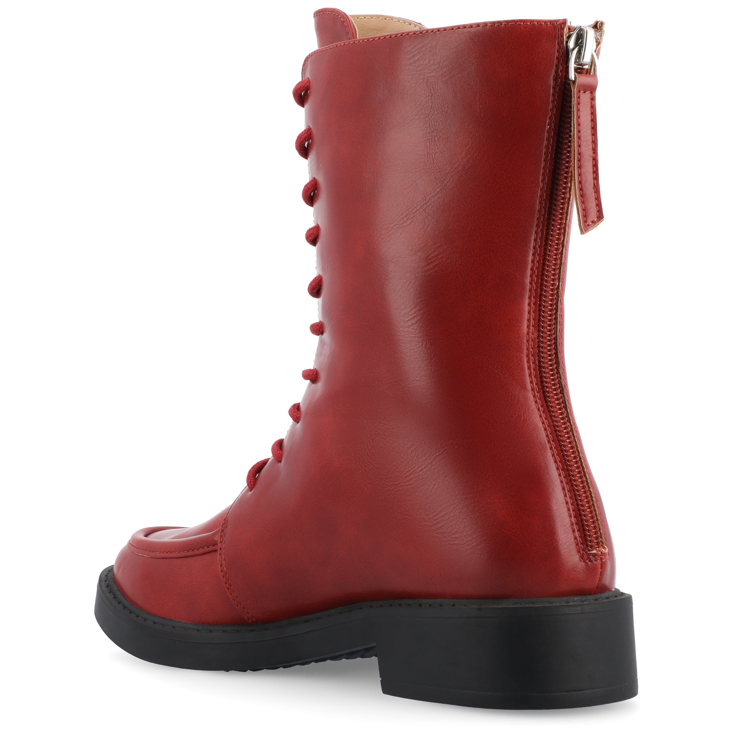 Journee Womens Nikks Lace Up and Zip Entry Almond Toe Booties