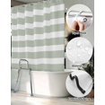 thumbnail image 5 of Split Shower Curtain for Transfer Bench, Sage Green Stripe Fabric Shower Curtains for Bathroom, Modern Simple Geometric White Striped Tub Sliding Transfer Bench Waterproof Bath Curtains 72"x96", 5 of 9