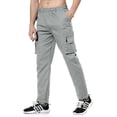thumbnail image 3 of Mysszz Men's Solid Color Pockets Elastic Waist Casual Cargo Pants, 3 of 6