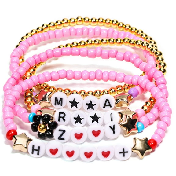 AICase 5Pcs Bracelets Set for Kpop Merch Bracelets Inspired Bracelets Stackable Stretch Bracelets Jewelry Birthday Christmas for KPop Stuff Fans Cosplay Outfit Gifts Accessories