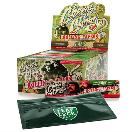 Cheech and Chong King Size Hemp Rolling Papers (50 Packs/Full Box) with Leaf Lock Gear Smell Proof Tobacco