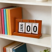 Wooden Block Calendar for Desk, Daily Desktop Standing Flip Calendar with Large Display, Modern Farmhouse Aesthetic Desk Accessories for Home Office Decor, Reusable Yearly, Brown