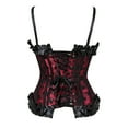 thumbnail image 3 of Stay Corset Women's Gothic Shoulder Straps Tank Overbust Corset Black Lace Corset Top Red 2XL, 3 of 4