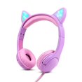 thumbnail image 1 of Auriculares Olyre para niños, control de volumen seguro de 85 dB, orejas de gato luminosas, 1 of 7