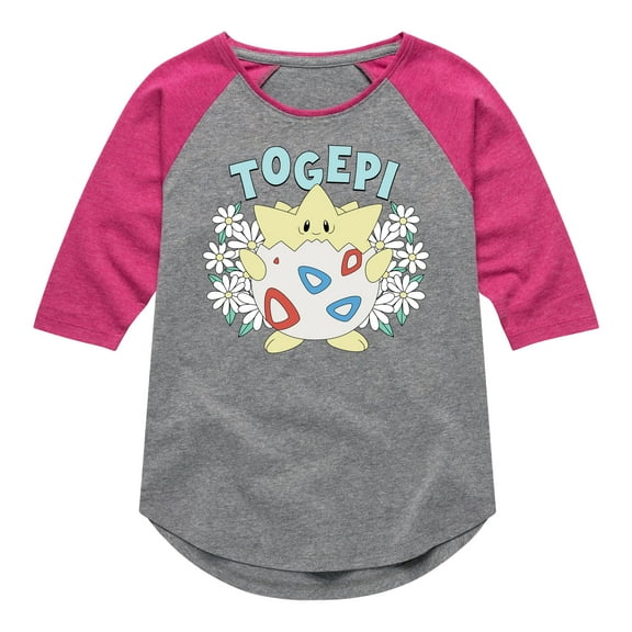Pokémon - Floral Togepi - Youth Girls Shirt Tail Raglan T-Shirt