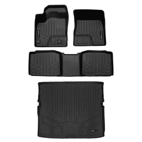 SMARTLINER All Weather Protection Custom Fit Black 2 Row Floor Mats and Cargo Liner Set Behind the 2nd Row Compatible With 2023-2025 Mitsubishi Outlander PHEV