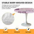 thumbnail image 2 of Elastic Fitted Round Tablecloth, Boho Purple Flowers Waterproof Stretch Table Cover for 55"-60" Tables, Spring Floral Botanical Patchwork Vintage Washable Outdoor Tablecloths for Patio, Picnic, 2 of 9
