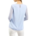 thumbnail image 4 of MODA NOVA Junior's Lace Floral Panel Long Sleeves Blouse Light Blue S, 4 of 7