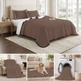 thumbnail image 6 of King Quilt Set 96''x106'', Pure Brown Lightweight Summer Bedspread Coverlet Set with 2 Pillow Shams, Simple Solid Color Breathable All Season Quilt Bedding for Bedroom/Guest Room, 6 of 9