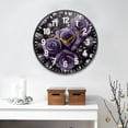 thumbnail image 2 of Yayeee Wall Clock Battery Operated 11.9" Silent Quartz Non-Ticking for Living Room Decor, Purple Roses, 2 of 8