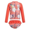 thumbnail image 2 of Eandarui Little Girls Rashguard Set Long Sleeve Tank Top with Ruffles Bottoms Beachwear Coral Orange 4, 2 of 6