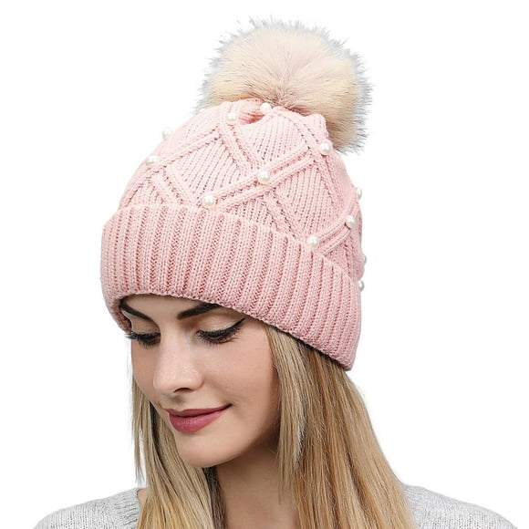 Ediodpoh Women Winter Warmer Casual Crochet Multicolor Hats Knit Baseball Caps Fashion Winter Hats for Women Pink