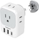 thumbnail image 1 of Adaptador Brasil Viaje, Universal Brasileño Enchufe de Corriente con 3 USB (1 USB C), Cargador Tipo C con 4 Salidas CA, Travel Essentials Adapter Americano/México a Brasileña,Gris, 1 of 21