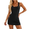 thumbnail image 5 of Tqcoqu Women's U Neck Sleeveless Bodycon Mini Dress with Built-In Shorts,Stretch Athletic Workout Tennis Dress with Side Pockets,Black Women's S-XXL, 5 of 8