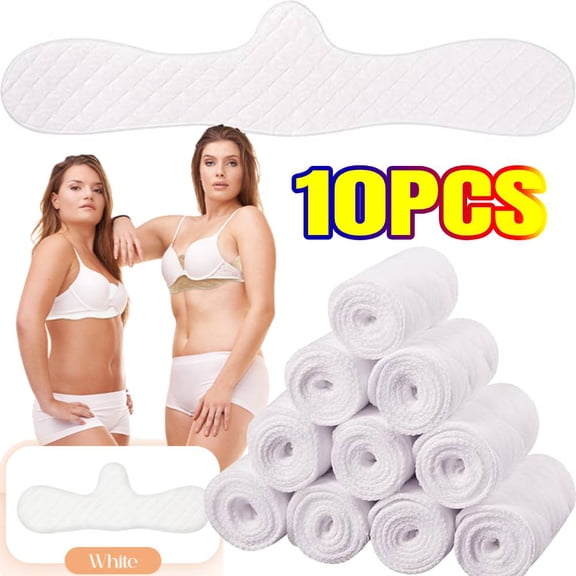 YangNengwen 10 PACK Reusable Cotton Bra Liners for Sweat Rash Liners Under Breasts Sweat Absorber Pads for Women Female Fashion Accessory Sets(White)