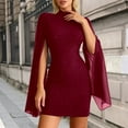 thumbnail image 2 of HNMKIU Elegant Sequin Tight High Neck Short Evening Mini Dress for Party 02_Red，M, 2 of 5