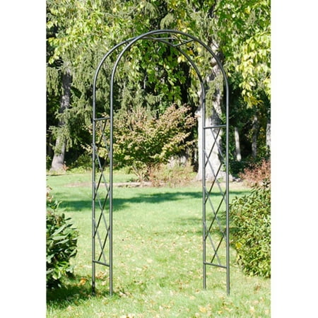 Achla Designs Lattice Arbor I Welcome guests with the Lattice Arbor I  made exceptionally beautiful with climbing roses or clematis. Includes display feet for use indoors  for weddings or events  or on hard surfaces. Graphite powder-coated finish. About ACHLA Designs This item is created by ACHLA Designs. ACHLA is a garden accessories company that emphasizes unique wood and hand-forged  wrought iron European furnishings for the home and garden. ACHLA Designs continues to add beautiful and unique items year after year  resulting in an unusually large product line. All ACHLA products are stocked in the company s warehouse for year-round  prompt shipping. ACHLA Designs takes great pride in offering exceptional products and customer service.