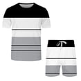 thumbnail image 3 of pxiakgy suits for men mens spring summer leisure sports breathable absorbing stitching printed short sleeve shorts two piece set men suits black + xl, 3 of 5