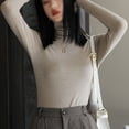 thumbnail image 4 of Hauts à Manches Longues pour Femmes Pulls Slim Casual Tee Basic Tops, 4 of 5