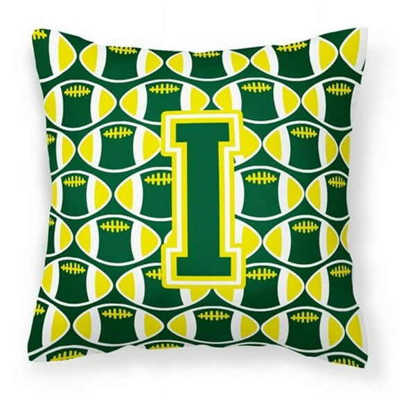Letter I Football Green and Yellow Fabric Decorative Pillow