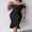 A2Black, variant on CHICME Womens Dresses Pearls Strap Off Shoulder Ruffle Hem Bodycon Midi Party Dress Green-L