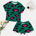 thumbnail image 4 of Leopard Print Pattern Women's Ruffle Short Sleeve Tops And Shorts Cute Peeps Bunny Pajamas Sets, 4 of 7