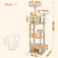 thumbnail image 4 of PAWZ Road Cat Tree 64" Sisal Scratching Posts Tower with Large Perch Hammock for All Indoor Cats,Beige, 4 of 13