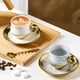 thumbnail image 3 of Yuarrent Taza de café con trazado de oro de cerámica de estilo europeo, juego de té, platillo, cuchara, tazas, utensilios de café para fiesta, cocina Juegos de servir café y té Gris 200ML Yuarrent HA080471-01, 3 of 6