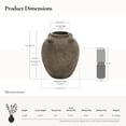 thumbnail image 2 of LuxenHome Rustic Brown Terracotta Cauldron 15 Inch Tall Vase, 2 of 9