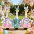 thumbnail image 4 of Porch Goose with Outfits, 28 in Span Across Sleeves, Spring Goose Outfit, Patterned decorative Eggs, Matching Gathered Hat, Cement Goose Display, Pink Trim, White Base, 2 Pc, 4 of 4