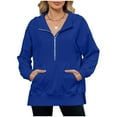 thumbnail image 5 of Ccpelsie Women Half Zip Fleece Sweatshirt Mock Neck Long Sleeve Winter Cozy Pullover Sweater Tops(Blue,M), 5 of 9