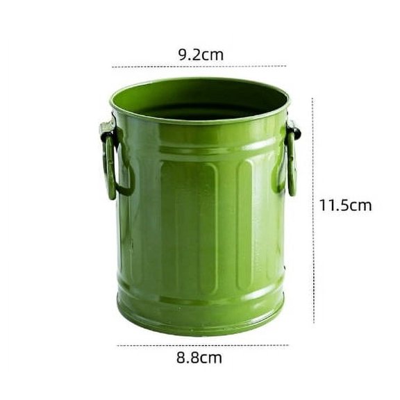 Dayesque Mini Metal Pen Holder with Handle, Desktop Pencil Cup and Makeup Brush Organizer, Small Stationery Bucket Container