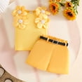 thumbnail image 4 of Ulitacool Clothes For Girls Summer Sleeveless Floral Vest T Shirt Tops Shorts Cute Crewneck Outfits 9-12 Months Yellow, 4 of 5