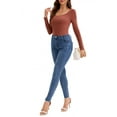 thumbnail image 2 of INSPIRE CHIC Women's Long Sleeve Bodysuit Slim Fit V Neck Tummy Control Brief Shapewear S Brown, 2 of 5
